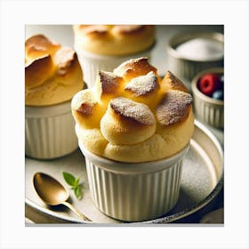 A Close Up Of Airy Soufflés, With A Golden, Puffy Canvas Print