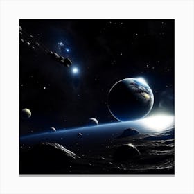Space Scene With Planets And Stars Canvas Print