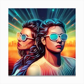 Two Women In Sunglasses Canvas Print