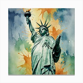 Water Colored Painting Of A Statue Of Liberty Water Color Spray 32k Resolution 3749314597 Canvas Print