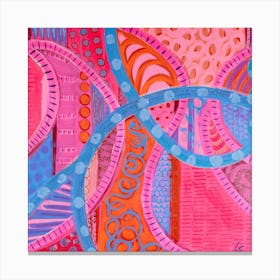 Pink And Blue Abstract Painting Canvas Print