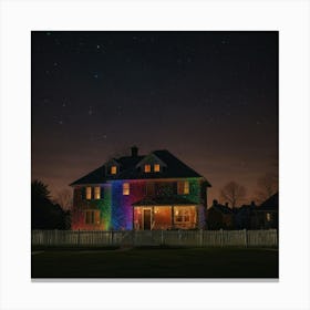 House Lit Up At Night Canvas Print