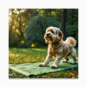 Dog On A Yoga Mat Canvas Print