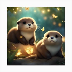 Cute Otters Canvas Print