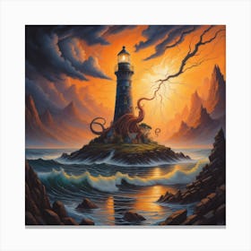 Octopus Lighthouse Canvas Print