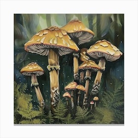 Mushrooms Fairycore Painting 4 Canvas Print