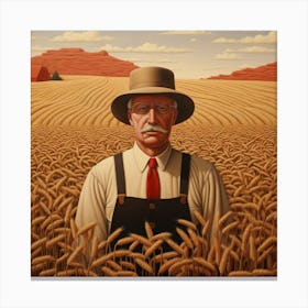 Farmer In Wheat Field Canvas Print