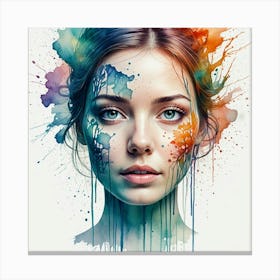 Watercolor Portrait Of A Woman 2 Canvas Print