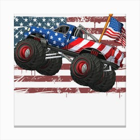 Hot Trend Monster Truck Usa Flag 4th Of July Patriotic Canvas Print