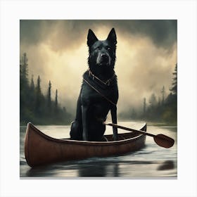 Canoe Dog Canvas Print