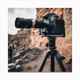 Dslr Camera On A Tripod Canvas Print