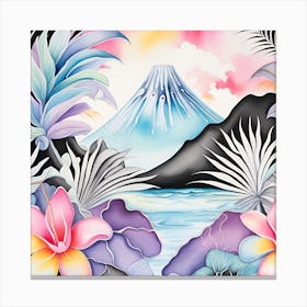 Hawaii Monochromatic Watercolor Canvas Print
