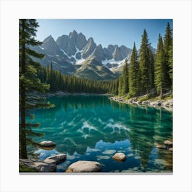 Blue Lake In The Mountains Canvas Print