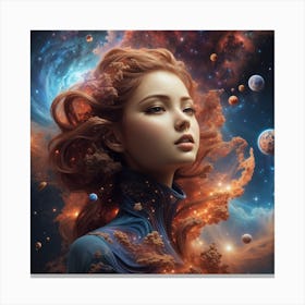Absolute Reality V16 The Girls Face Consists Of Galaxies And N 3 Canvas Print