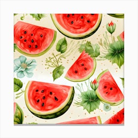 Watermelon Summer Pattern – Fresh Fruit And Botanical Wall Art For Vibrant Home Decor Canvas Print