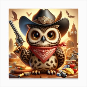 Cowboy Owl 6 Canvas Print