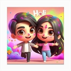 Holi Couple 9 Canvas Print