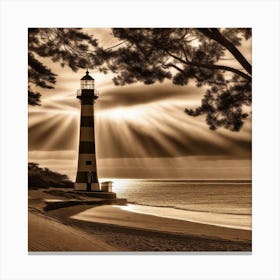 Lighthouse On The Beach 2 Canvas Print