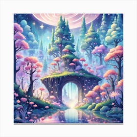 A Fantasy Forest With Twinkling Stars In Pastel Tone Square Composition 300 Canvas Print