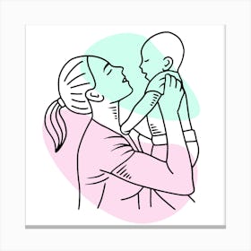 Mother Holding Baby Happy Mother's Day 2 Canvas Print