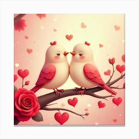 Two Birds On A Branch 1 Canvas Print