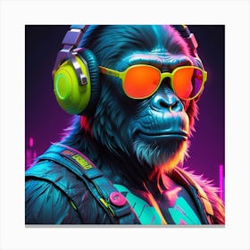 Gorilla With Headphones 1 Canvas Print