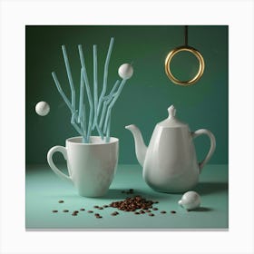 Coffee Pot And Coffee Beans Canvas Print