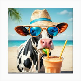 Cow On The Beach 3 Canvas Print