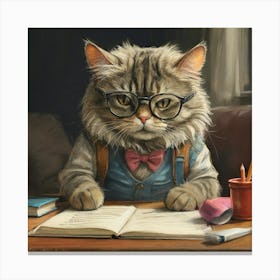 Cat In Glasses 6 Canvas Print