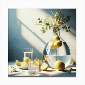 Vase Of Lemons Canvas Print