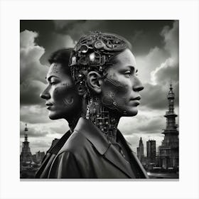 Two Women In A City Canvas Print