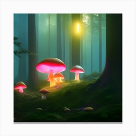 Mushrooms In The Forest Canvas Print