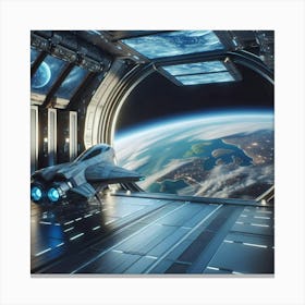 Spaceship In Space Canvas Print