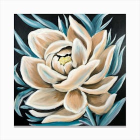 Cream Peony Flower Canvas Print