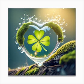 A Bright Green Magical Fourleaf Clover Inside A 2 Canvas Print