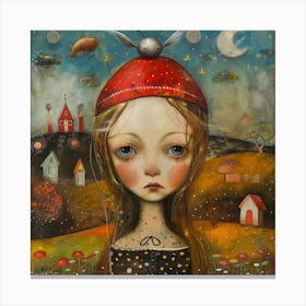 Dreams of the Silent Planet. Surrealist Artwork Reflecting Childhood. Canvas Print