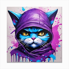 Purple Cat With Blue Eyes 10 Canvas Print