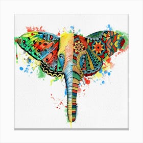 Elephant Colorful Watercolor Painting Canvas Print