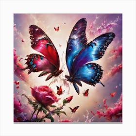 Butterflies And Roses Canvas Print