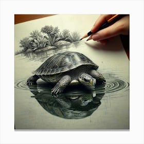 Turtle In Water 4 Canvas Print