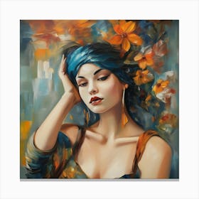 Woman With Flowers Canvas Print