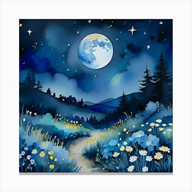 Moonlight In The Meadow 1 Canvas Print