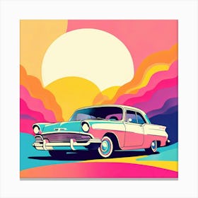 Retro Illustration Cartoon Vibrant Colors Pastel Black White Gradient Nostalgic Animated 2 Canvas Print