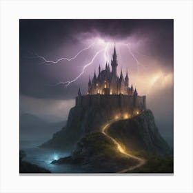 Castle With Lightning Canvas Print