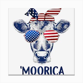 Hot Trend Funny Moorica Cow Farmer Cowboy Independence Canvas Print