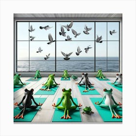 Frogs Yoga Canvas Print