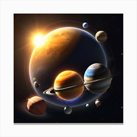 Planets In Space Canvas Print