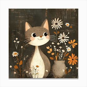 Cat With Flowers 24 Canvas Print