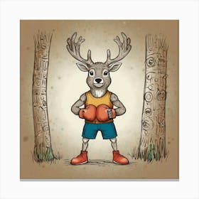 Deer With Boxing Gloves 1 Canvas Print