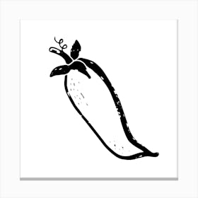 String peas. Ink texture doodle. Black and white illustration, Bauhaus Canvas Print